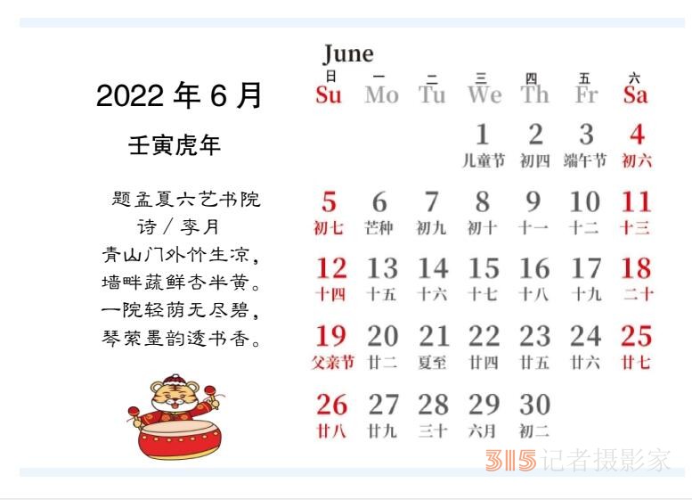 2022壬寅虎年笑琰书法李月诗词台历